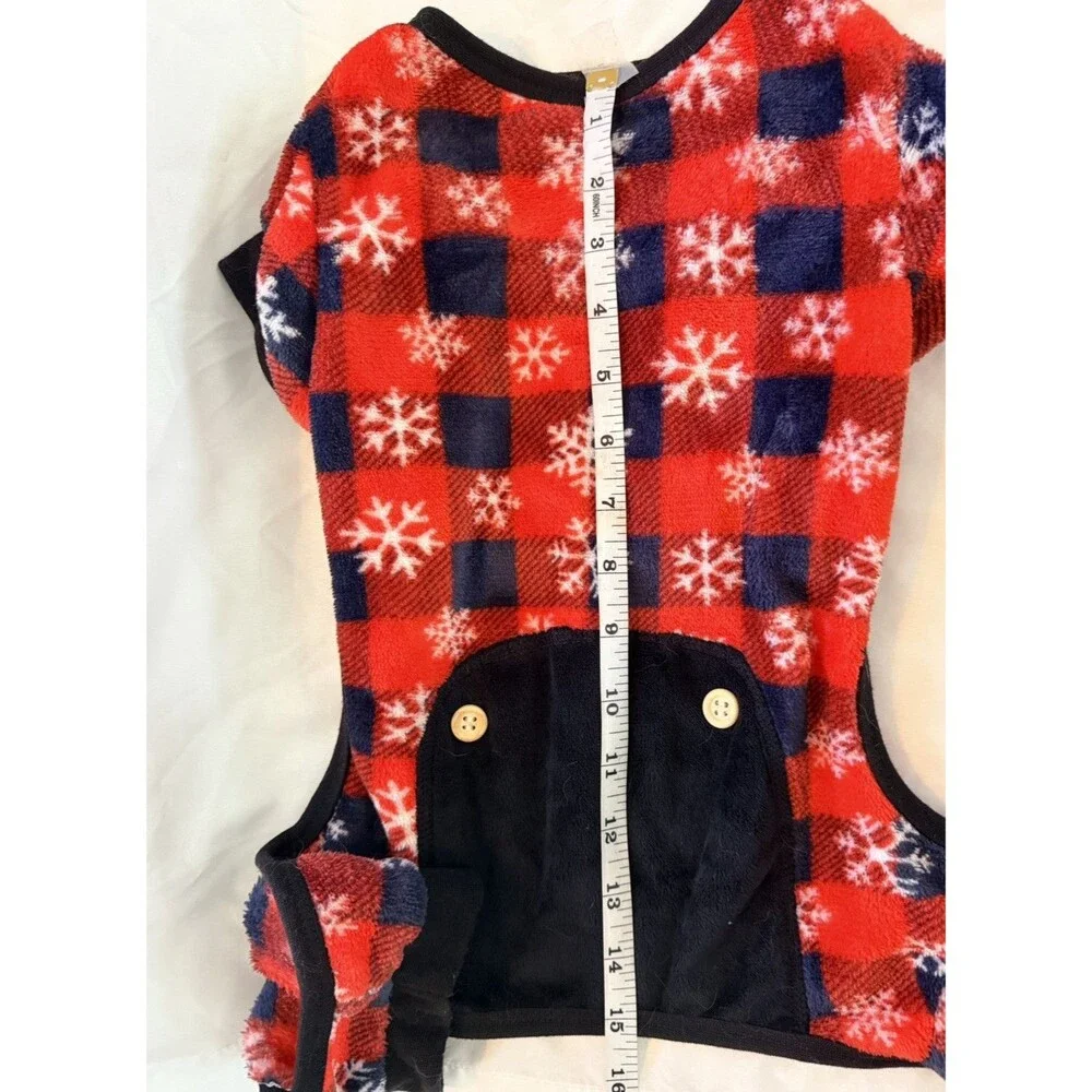 Holiday Pet Dog PJ’s Pajamas Soft XL  Red Black White Snowflakes
